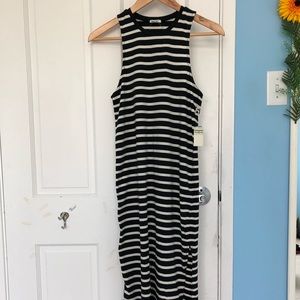 Black and white striped maxi dress